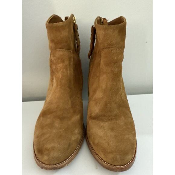 Joie Women's Brown Suede Round Toe Block Heel Zip Ankle Boots Sz 7.5 - Picture 5 of 8